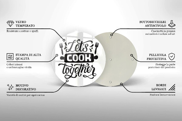 Tocător de bucătărie Inscripția Let's cook together