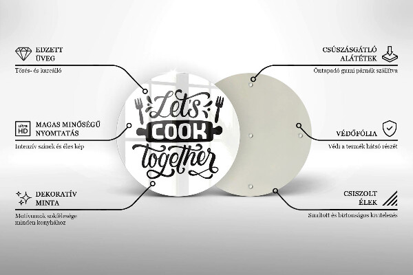 Tocător de bucătărie Inscripția Let's cook together
