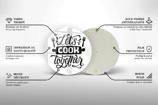 Tocător de bucătărie Inscripția Let's cook together