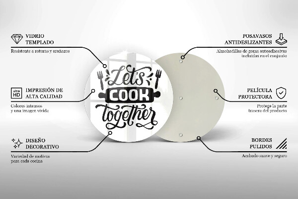 Tocător de bucătărie Inscripția Let's cook together