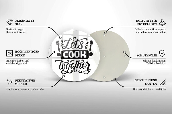 Tocător de bucătărie Inscripția Let's cook together