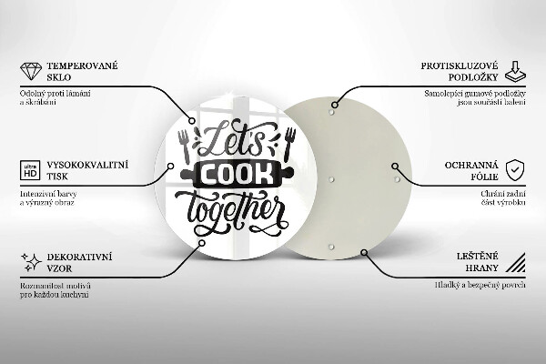 Tocător de bucătărie Inscripția Let's cook together