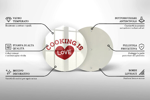 Tocător de bucătărie Cooking is love