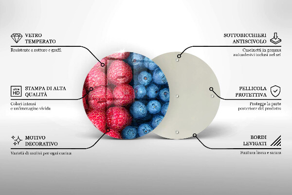 Tocător de bucătărie Fructe de zmeură și afine