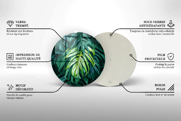 Tocător de bucătărie Frunze de monstera sălbatică