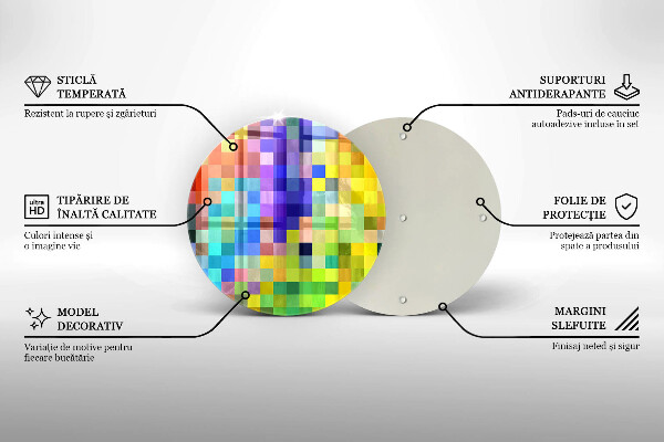 Tocător de bucătărie Pătrate de pixeli colorate