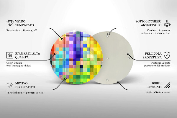 Tocător de bucătărie Pătrate de pixeli colorate