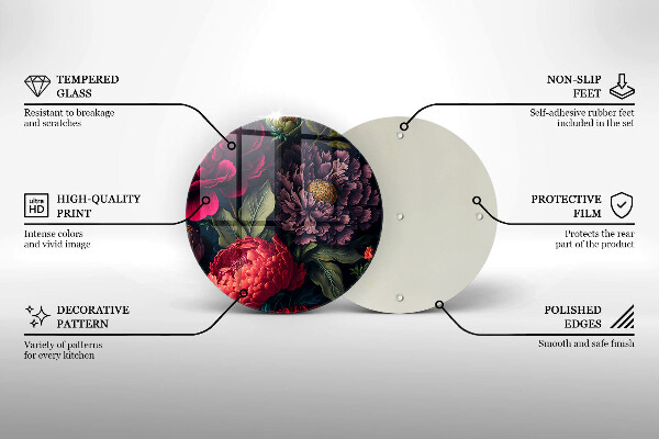 Tocător din sticlă Flori frumoase