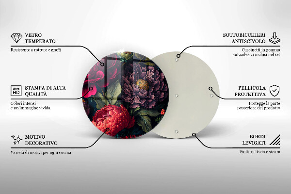 Tocător din sticlă Flori frumoase