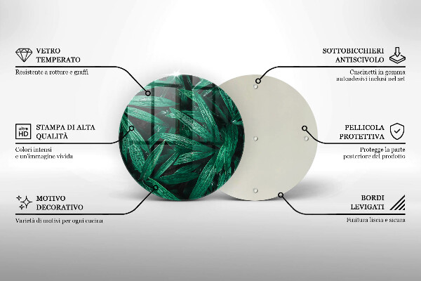 Tocător din sticlă Frunze de plante