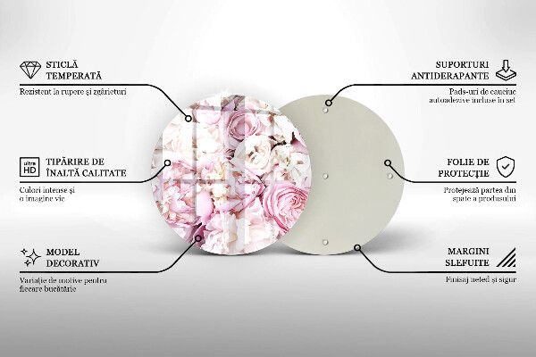 Tocător din sticlă Buchet de bujor