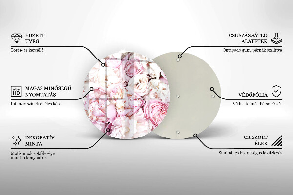 Tocător din sticlă Buchet de bujor