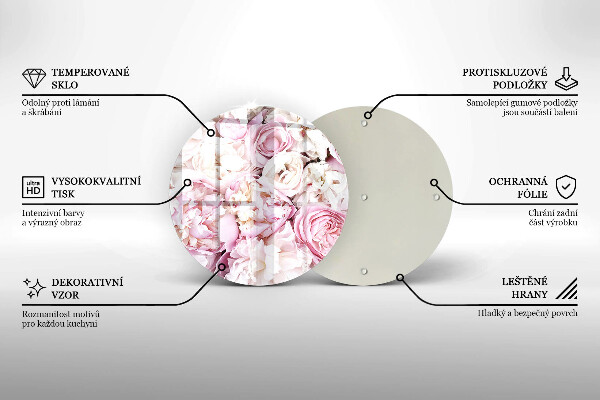 Tocător din sticlă Buchet de bujor