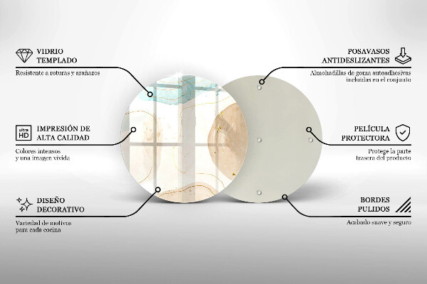 Tocător din sticlă Pete boho și auriu