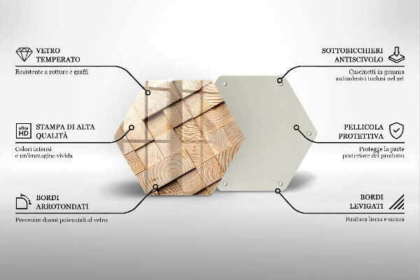 Tocător sticlă Pătrate de lemn