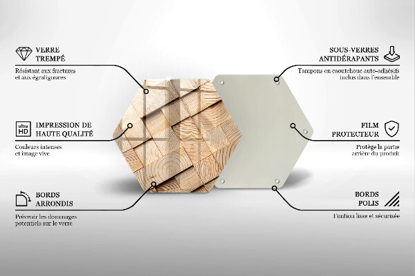 Tocător sticlă Pătrate de lemn