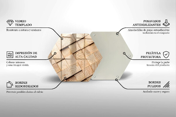 Tocător sticlă Pătrate de lemn