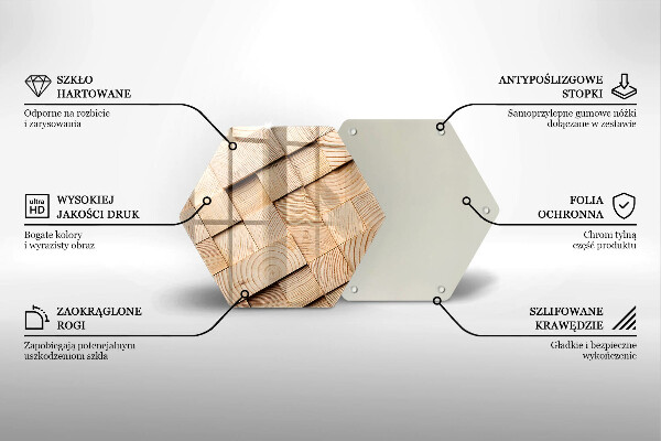 Tocător sticlă Pătrate de lemn