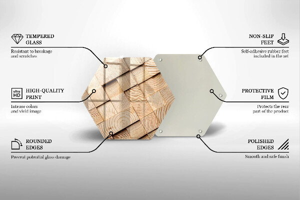 Tocător sticlă Pătrate de lemn