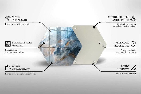 Tocător sticlă Textura marmură