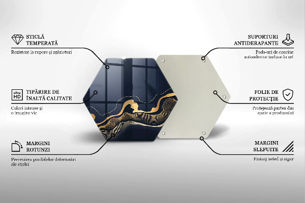 Tocător de bucătărie Linii aurii abstracte