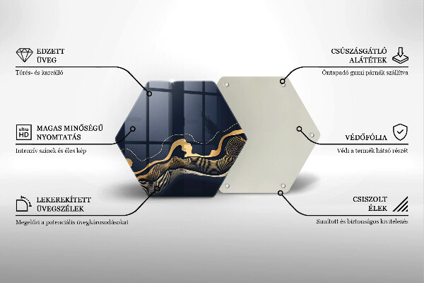 Tocător de bucătărie Linii aurii abstracte