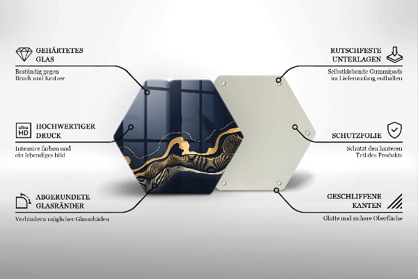 Tocător de bucătărie Linii aurii abstracte