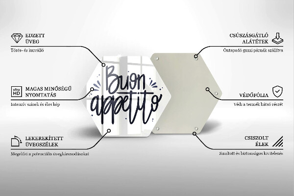 Tocător sticlă Inscripție Buon Appetito