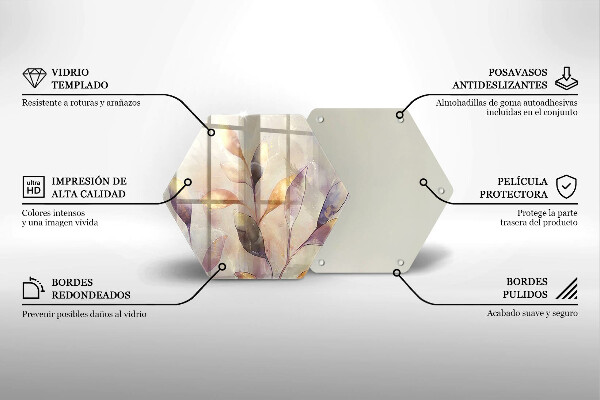 Tocător sticlă Frunze boho pictate