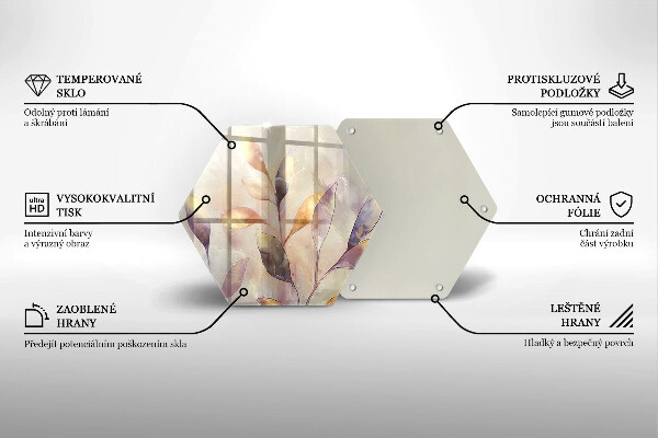 Tocător sticlă Frunze boho pictate