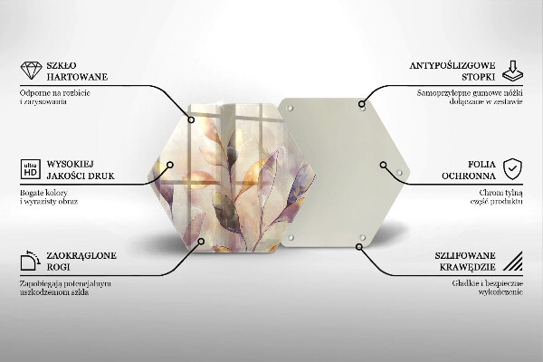 Tocător sticlă Frunze boho pictate