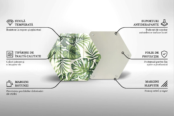 Tocător sticlă Ilustrație cu frunze de monstera