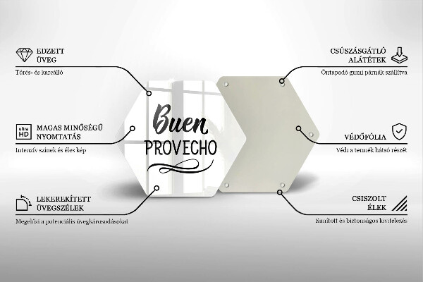 Tocător sticlă Inscripția Buen provecho