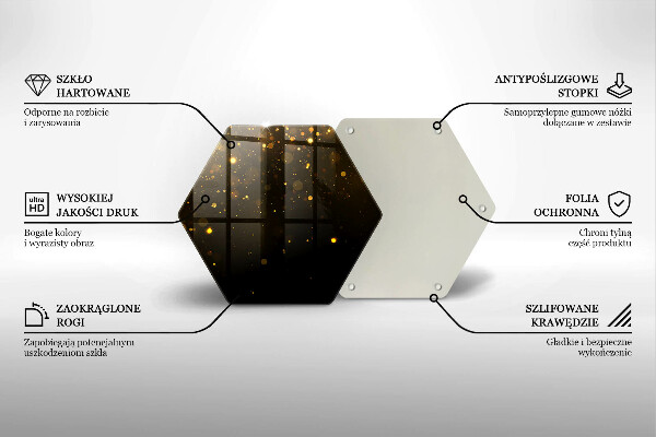 Tocător sticlă Sclipici auriu