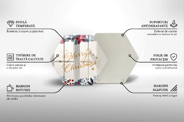 Tocător sticlă Inscripție Merry Christmas