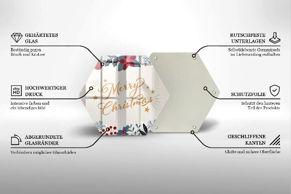 Tocător sticlă Inscripție Merry Christmas