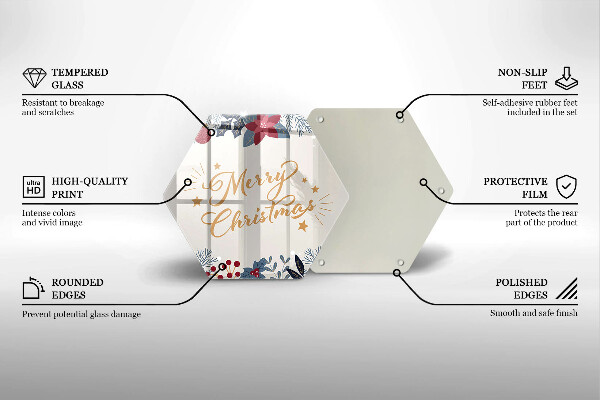 Tocător sticlă Inscripție Merry Christmas