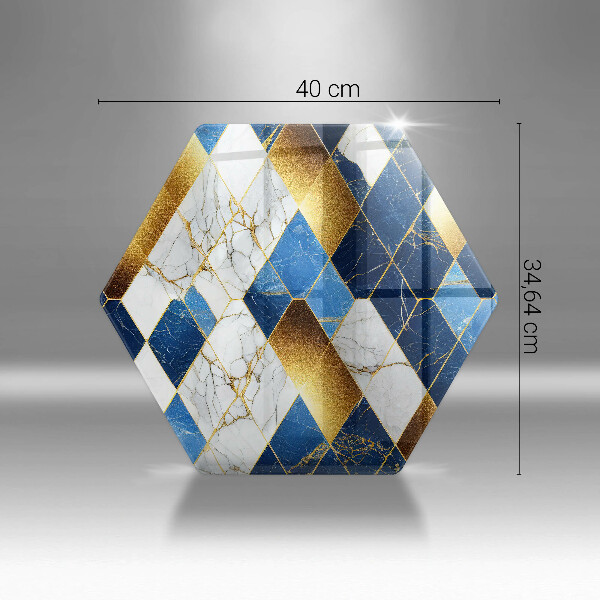 Tocător din sticlă Romburi de marmură aurie