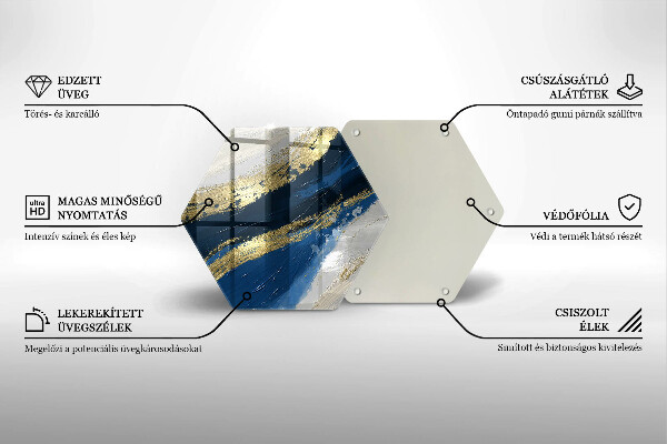 Tocător din sticlă Textura cu aur