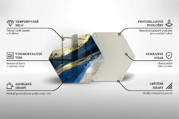 Tocător din sticlă Textura cu aur