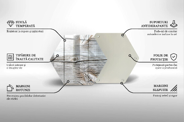 Tocător din sticlă Structură din lemn strălucitor