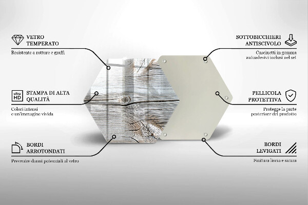 Tocător din sticlă Structură din lemn strălucitor