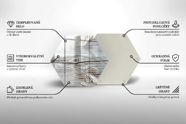 Tocător din sticlă Structură din lemn strălucitor