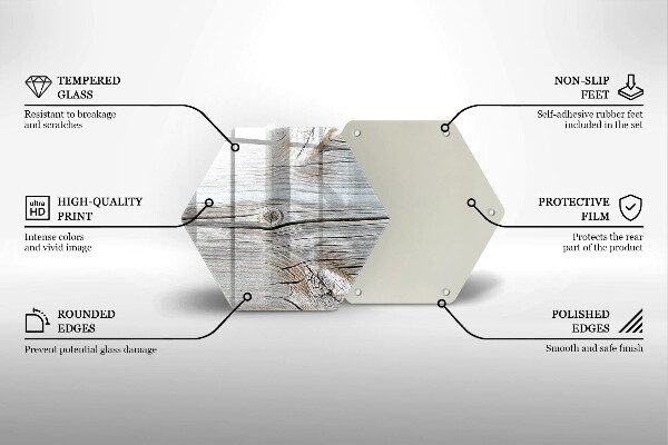 Tocător din sticlă Structură din lemn strălucitor
