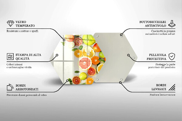Tocător din sticlă Citrice