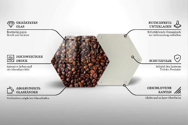 Tocător din sticlă Boabe de cafea