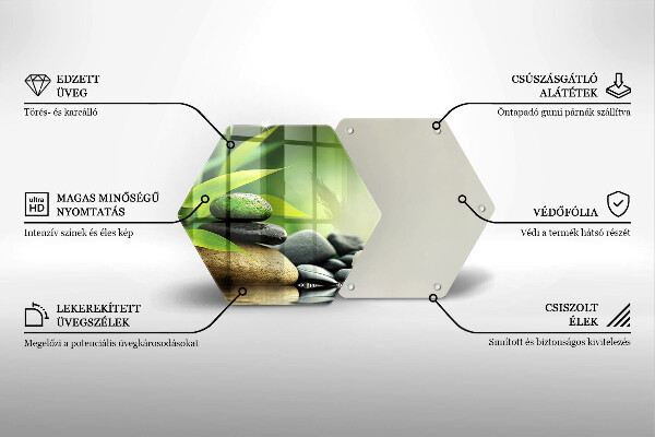 Tocător din sticlă Pietre de bambus Zen