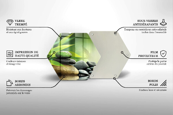 Tocător din sticlă Pietre de bambus Zen