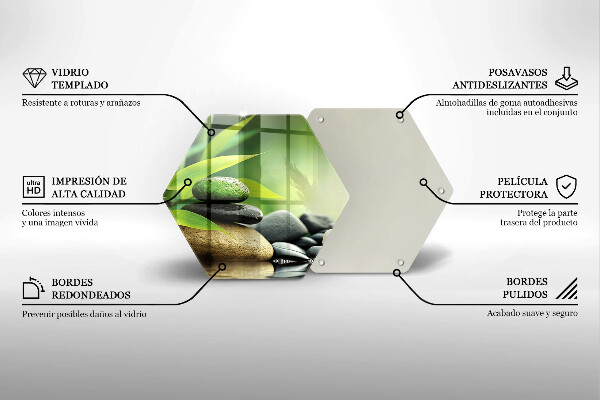 Tocător din sticlă Pietre de bambus Zen