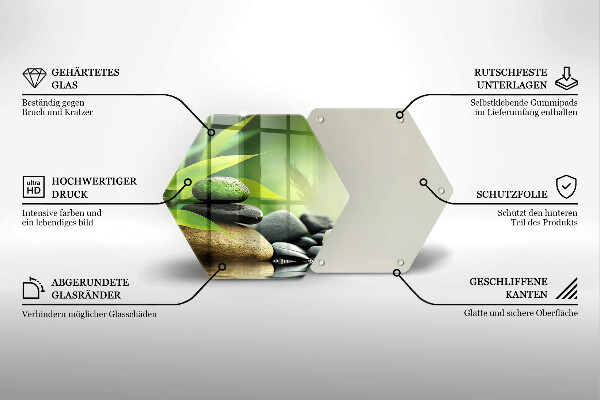 Tocător din sticlă Pietre de bambus Zen